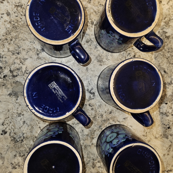 Set of 6 -  1960's or 70's Stafordshire Potteries of England retro coffee mugs. - Picture 5 of 6